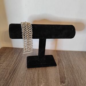 Vintage Chainmail Rhinestone Link Magnet Bracelet